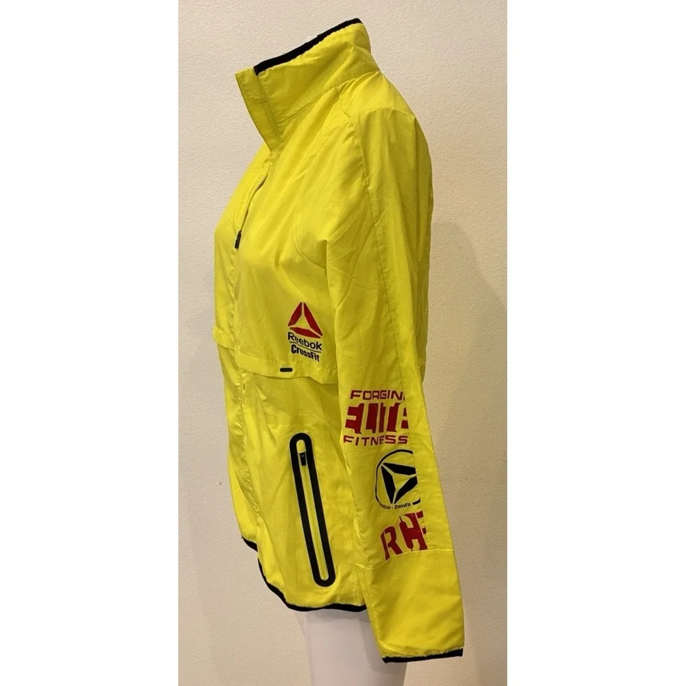 Reebok CrossFit Windbreaker Jacket Neon Yellow Women's XS Full Zip Athletic
